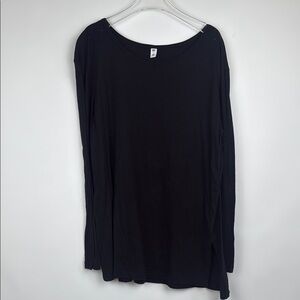 BP Classic Black Scoop Neck Long Sleeve Hi-Low Hem Tee Shirt Size Small